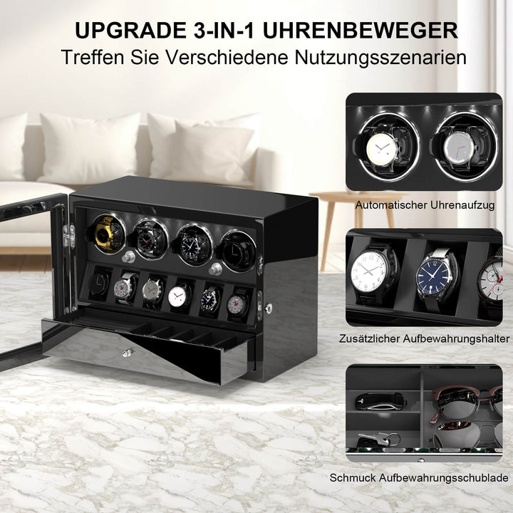uhren aufbewahrung schublade 4 Uhrenbeweger für Automatikuhren mit 6 Uhren-Display-Organizer – Schw – DUKWIN.DE