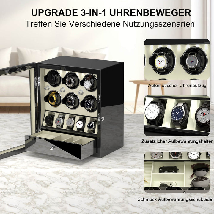 uhren aufbewahrung schublade Klassischer 6-Uhrenbeweger für Automatikuhren mit 5-Uhren-Display-Orga – DUKWIN.DE