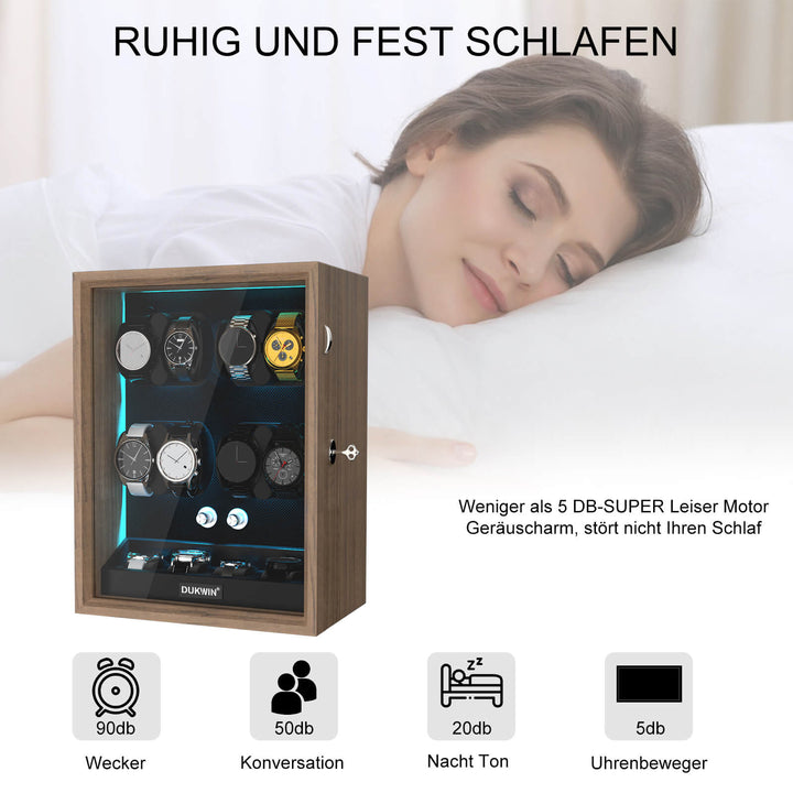 8 + 4 Uhrenbeweger mit zusätzlichem Stauraum, Aurora Blue Light