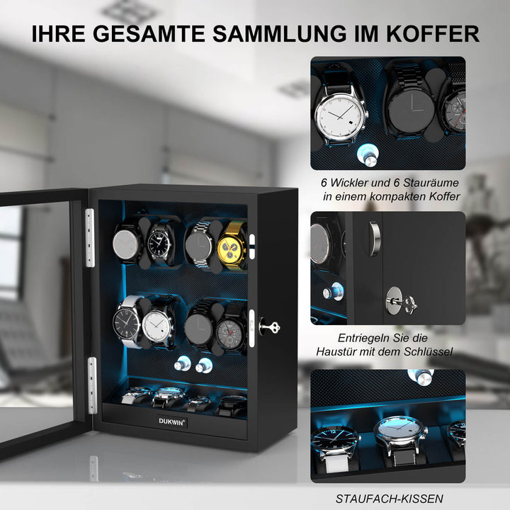 8 + 4 Uhrenbeweger mit zusätzlichem Stauraum, Aurora Blue Light