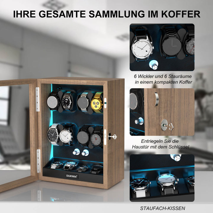 8 + 4 Uhrenbeweger mit zusätzlichem Stauraum, Aurora Blue Light
