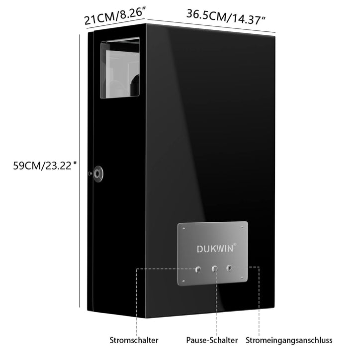 Patentiertes Design 9 Uhrenbeweger mit 4 Uhrenhaltern Fingerabdruckschloss/Schlüsselschloss - Schwarz