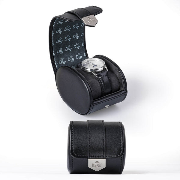 Uhrenrolle aus veganem Leder – Schwarz