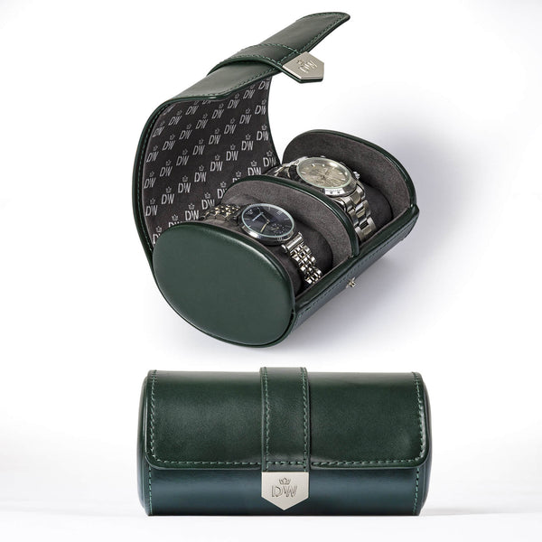 Doppelte Uhrenrolle aus veganem Leder – Grün